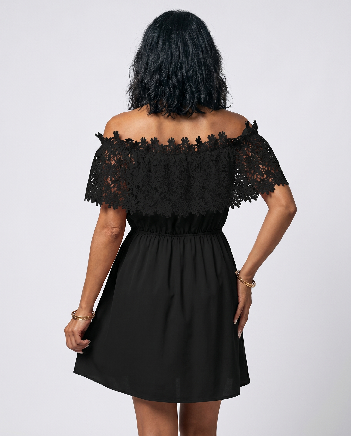 Grace & Glamour Off-Shoulder Lace Dress