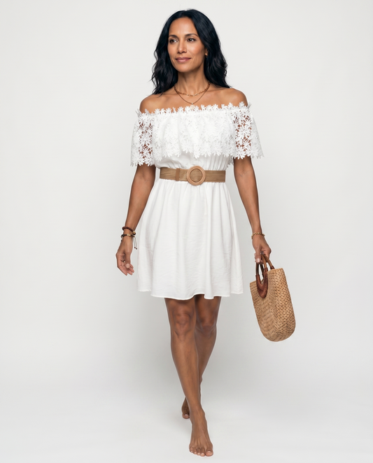 Grace & Glamour Off-Shoulder Lace Dress