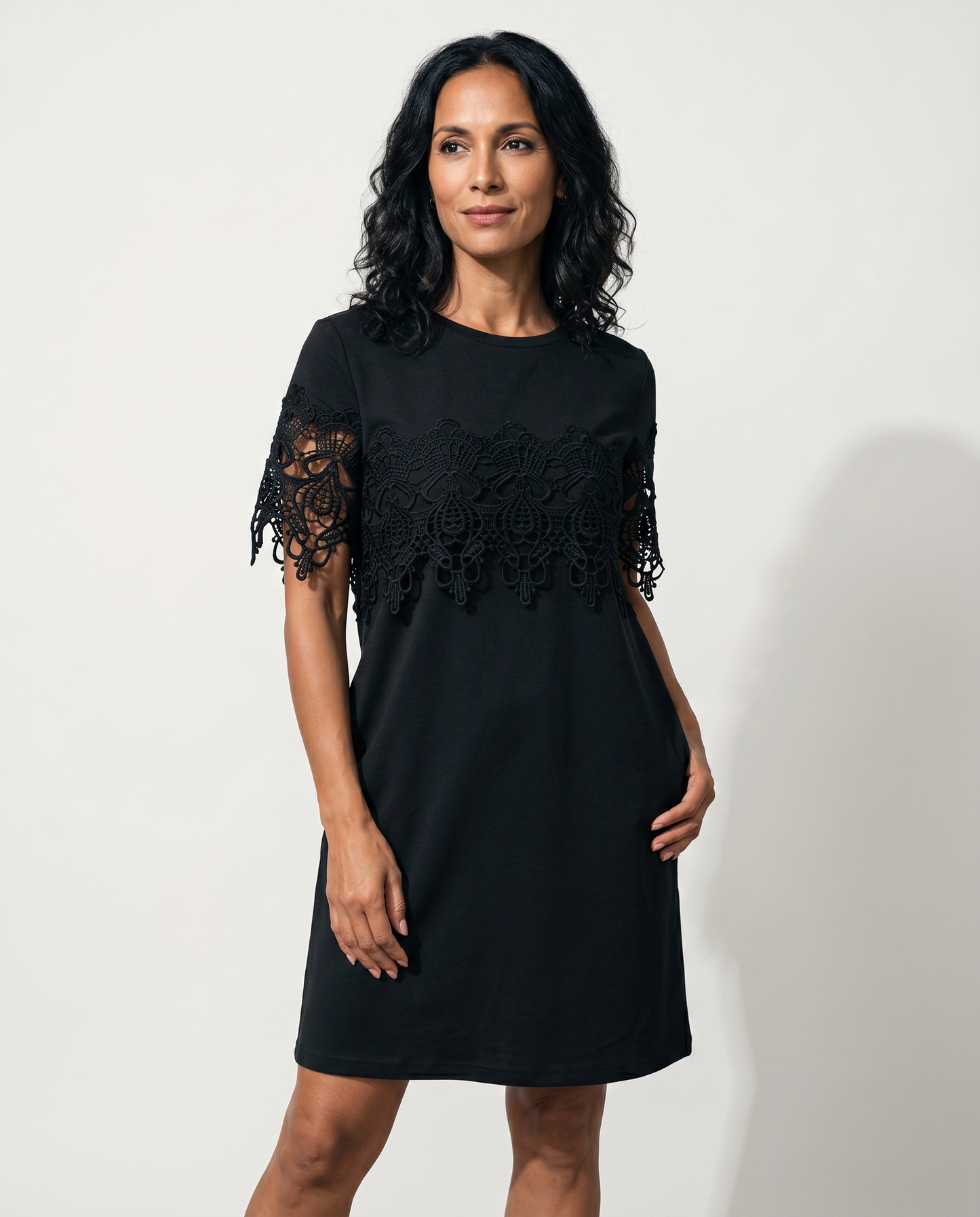 Midnight Elegance Lace Patchwork Dress