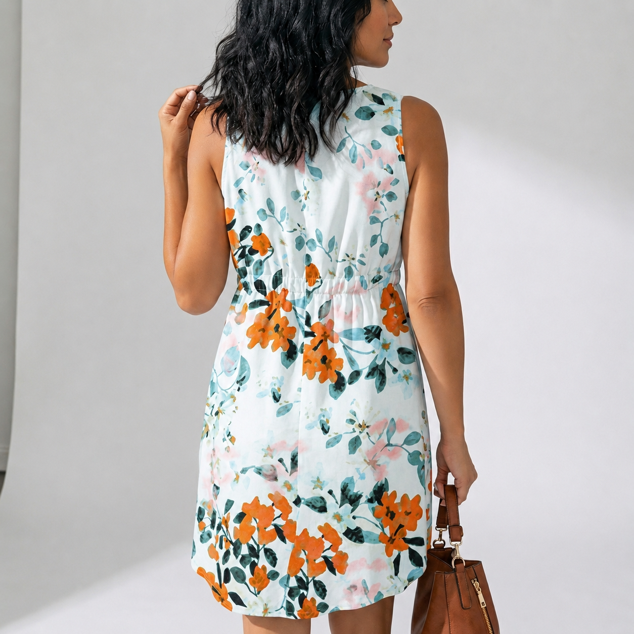 Floral Charm Waist-Cinching Summer Dress