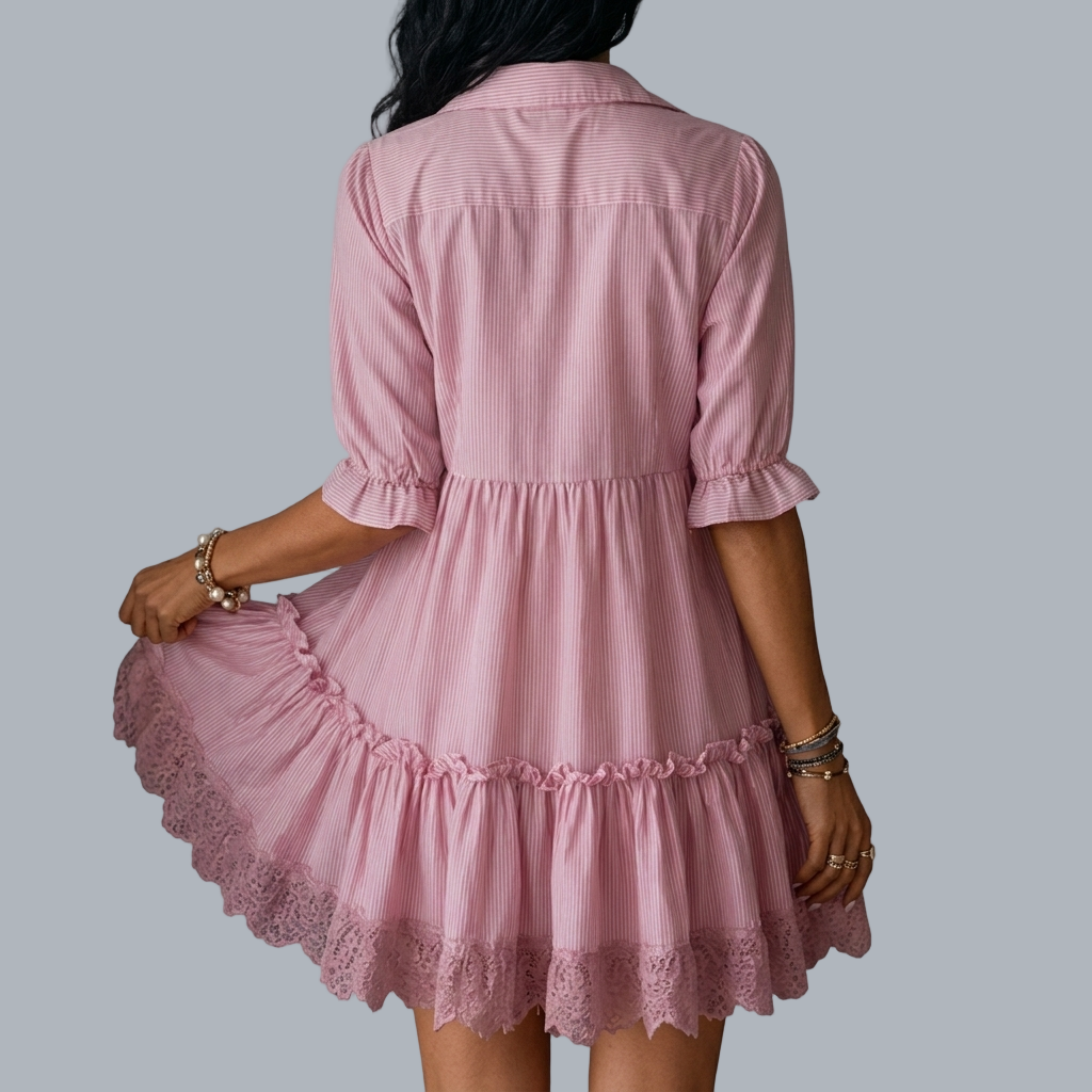 Pink Effortless Elegance Summer Collared Dress