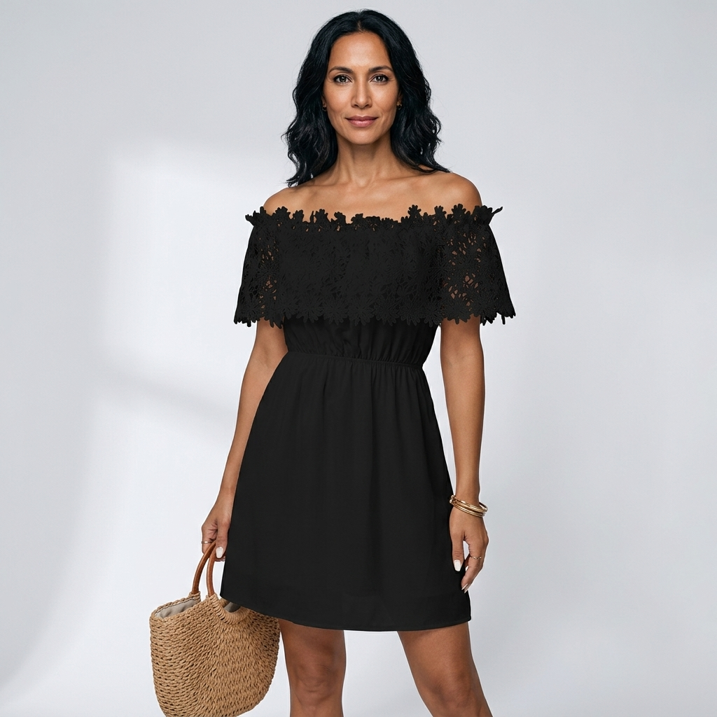 Grace & Glamour Off-Shoulder Lace Dress